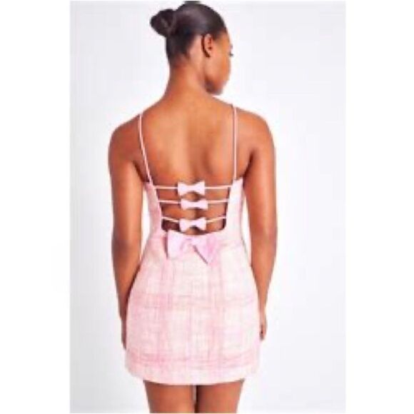 LoveShackFancy Dresses & Skirts - Love Shack Fancy Pink Tweed Gandler Dress Bows down back SIZE 10
